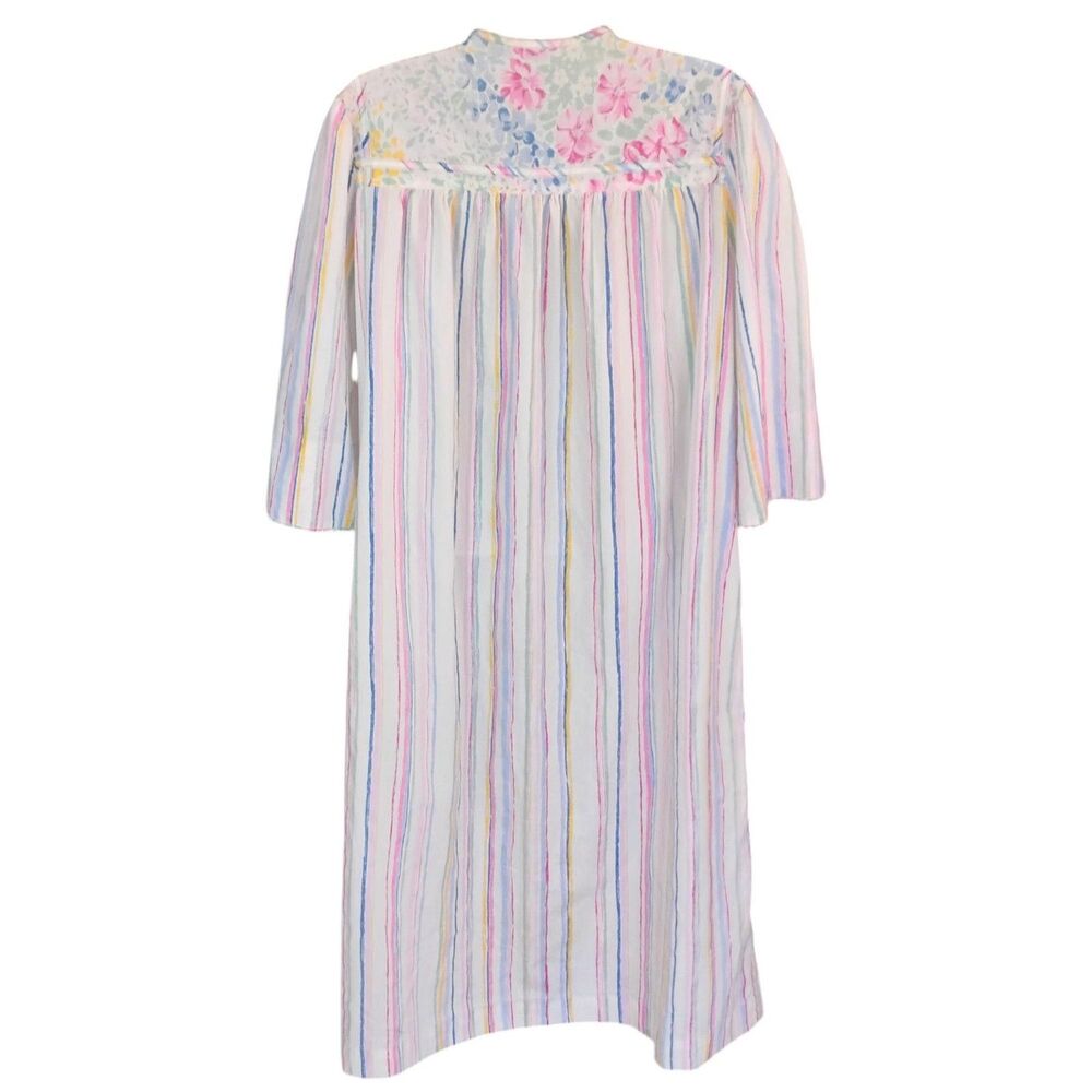 Models Coat Nightgown Robe Womens M/L White Kimono Striped Flower 3/4 Sleeve - Picture 3 of 16